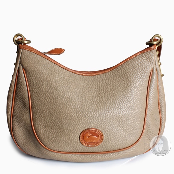 Vintage Dooney & Bourke Bag Large Crescent Sac Hobo AWL R83 Taupe British Tan - Picture 5 of 13